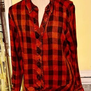 Democracy Red and Black Plaid Shirt